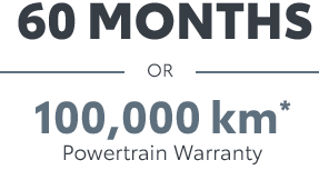 60 Months OR 100,000 km* -Powertrain Warranty

